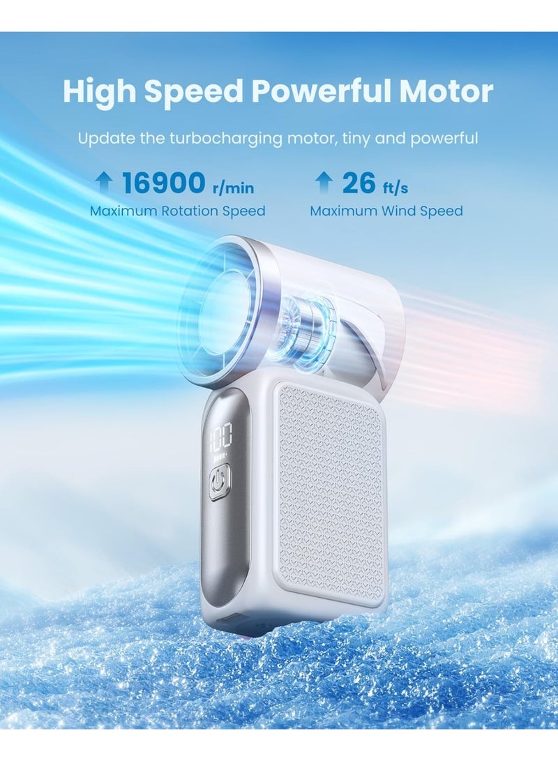 general Portable Handheld Mini Fan, 6 Speeds 16900 RPM High Velocity Personal Fan with LED Display, USB Rechargeable, Mini Fan with Lanyard for Makeup, Travel, Outdoor, Gift for Women Girl, White - Image 3